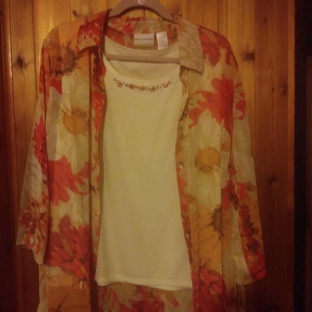 Alfred Dunner Woman Orange Floral 2-N-1 Blouse